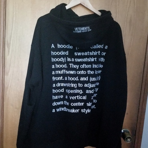 Vetements Hoodie Size Chart